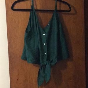 green buttoned crop top